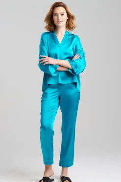 Natori Pajama Sets|Bridesmaid Pajamas & Robes-Key Essentials Mandarin Silk PJ