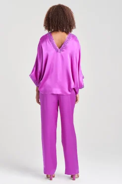 Natori Tops, Shirts & Tunics-Key Essentials Silk Embroidered Kimono Sleeve Top
