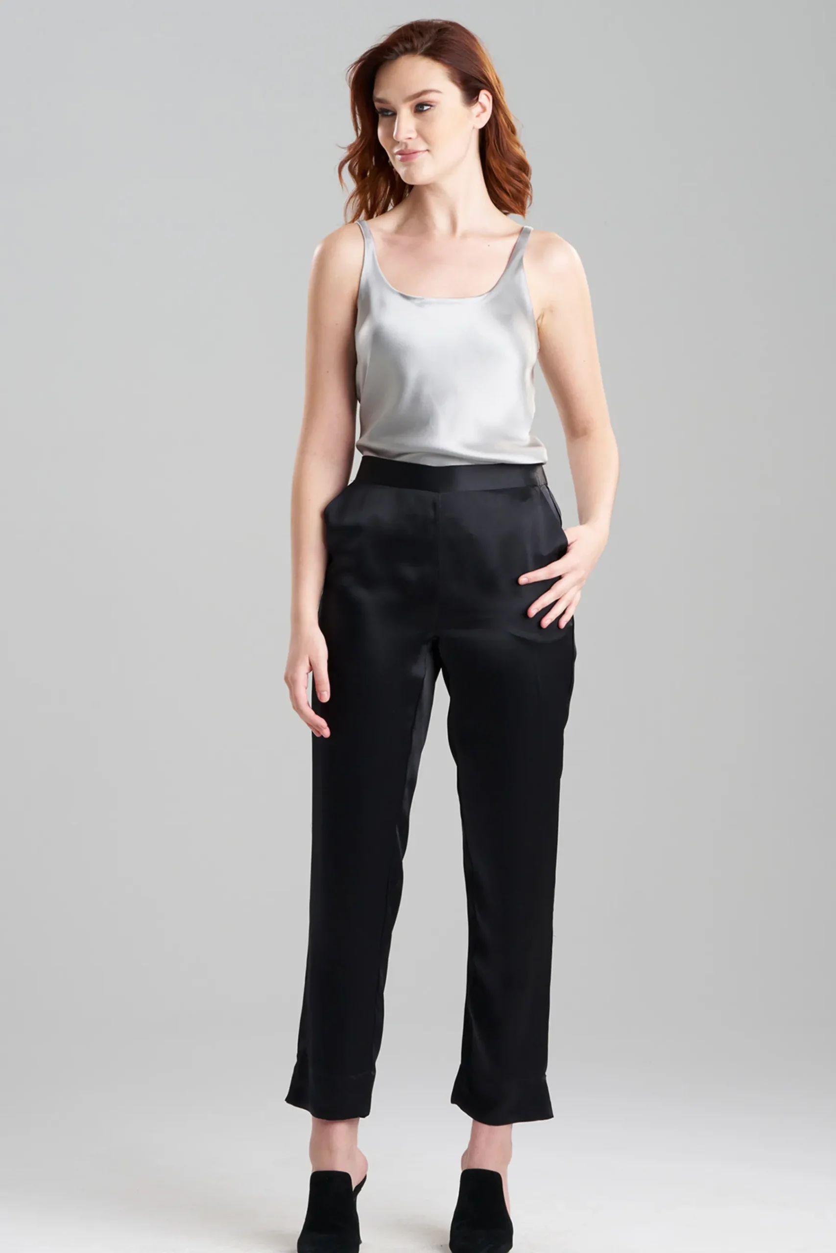 Natori Pajama Bottoms-Key Essentials Silk Slim Pants
