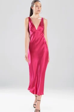 Natori Gowns-Key Essentials Silk V-Neck Gown