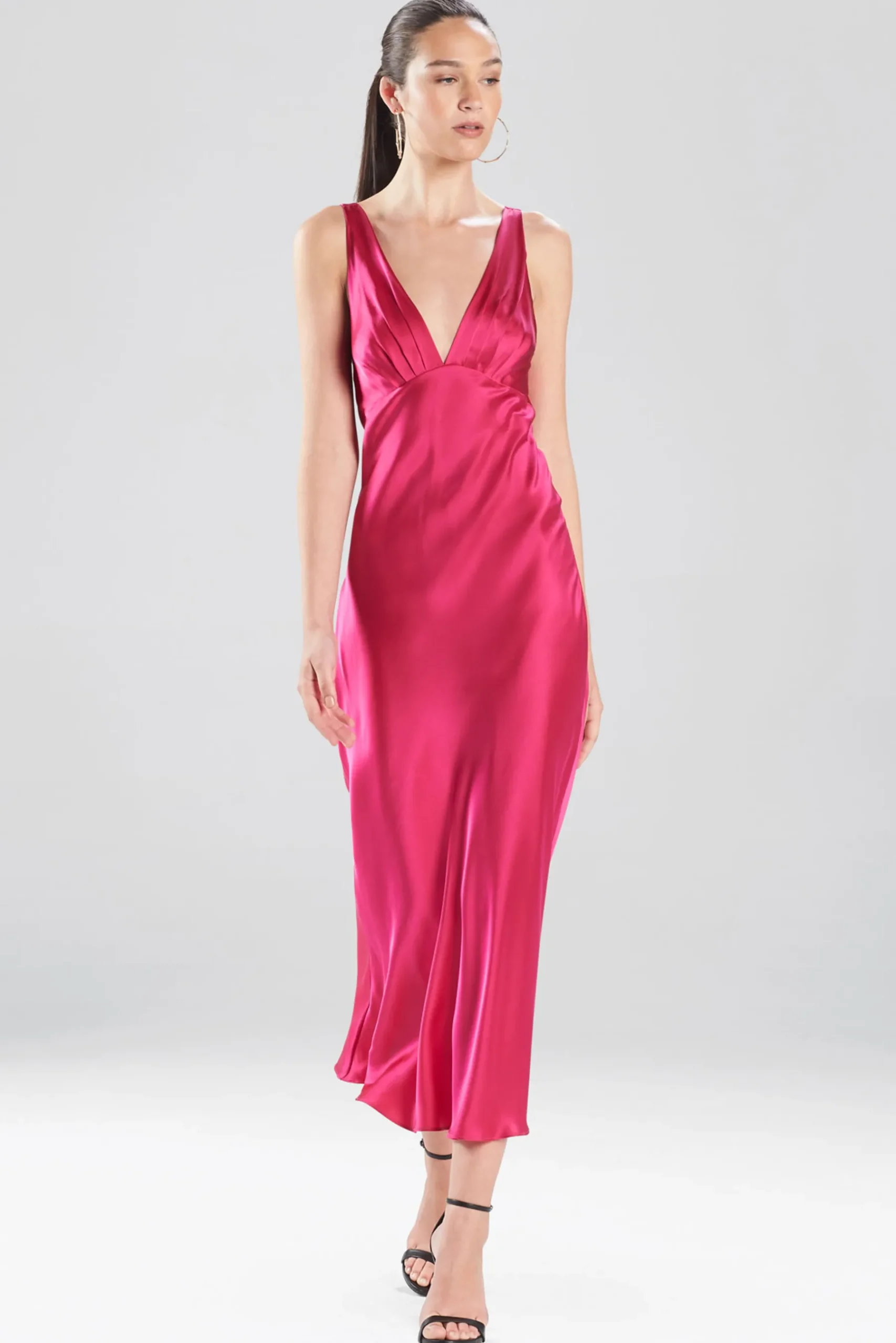 Natori Gowns-Key Essentials Silk V-Neck Gown