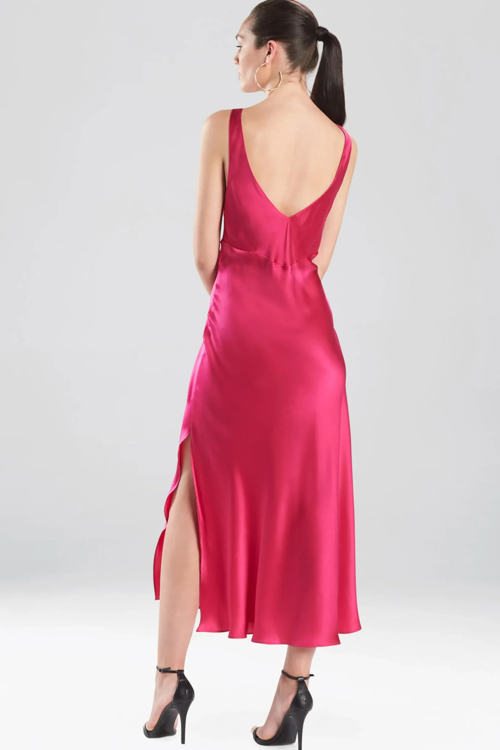 Natori Gowns-Key Essentials Silk V-Neck Gown