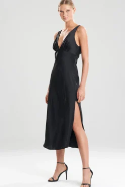 Natori Gowns-Key Essentials Silk V-Neck Gown