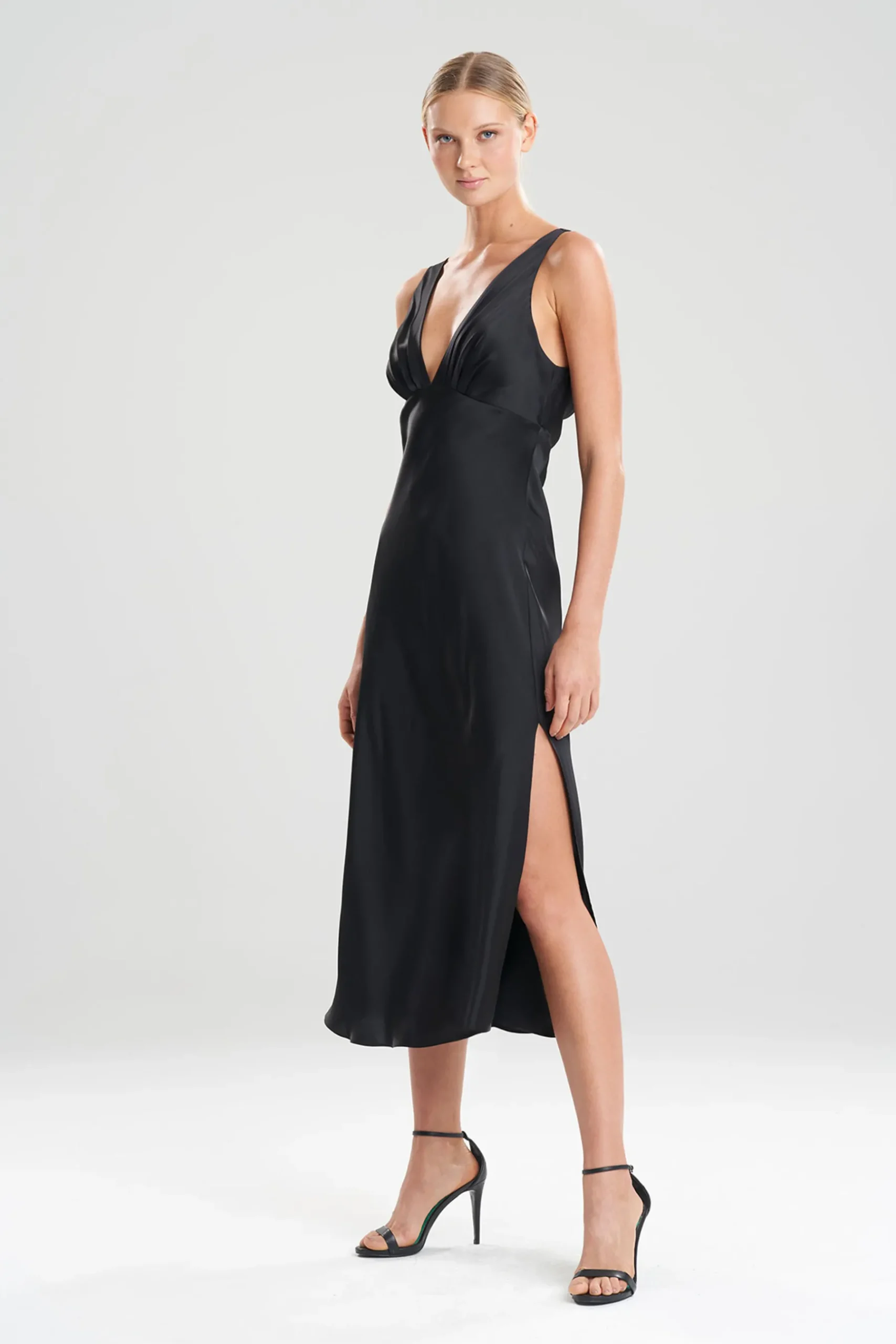 Natori Gowns-Key Essentials Silk V-Neck Gown