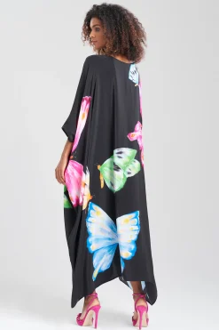 Natori Caftan Dresses-Kyoko Butterfly Beaded Silk Caftan