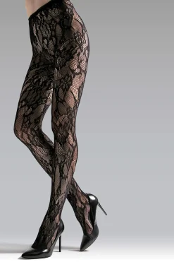 Natori Tights-Lace Cut-Out Net Tights