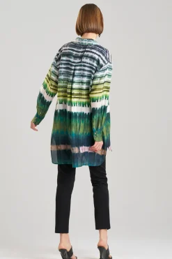 Natori Plus Sizes|Tops, Shirts & Tunics-Lana Printed Obi Silk Oversized Shirt
