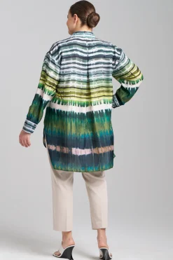 Natori Plus Sizes|Tops, Shirts & Tunics-Lana Printed Obi Silk Oversized Shirt