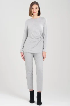 Natori Essentials|Tops, Shirts & Tunics-Layering Jersey Knit Twist Front Long Sleeve Top