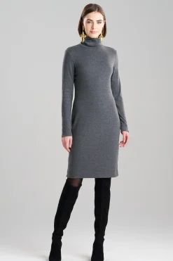 Natori Dresses-Layering Jersey Turtleneck Dress