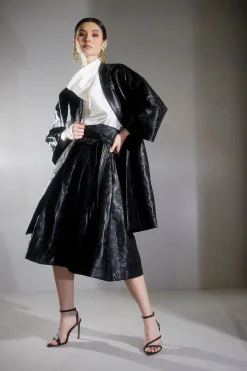 Natori Pants, Skirts & Shorts-Leticia Embroidered Faux Leather Skirt