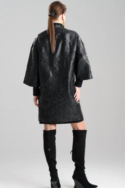 Natori Jackets & Outerwear-Leticia Embroidered Faux Leather Kimono Coat