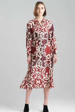 Natori Dresses-Leticia Printed Crepe Shirtdress