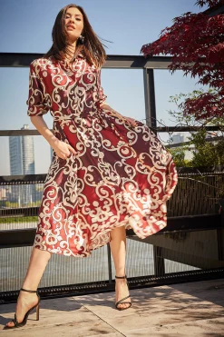 Natori Dresses-Leticia Printed Crepe Shirtdress