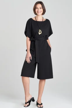 Natori Plus Sizes|Jumpsuits-Light Weight Ponte Belted Jumpsuit