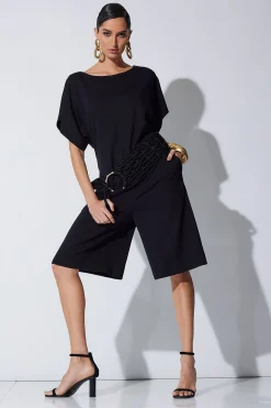 Natori Plus Sizes|Jumpsuits-Light Weight Ponte Belted Jumpsuit