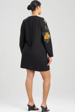 Natori Dresses-Light Weight Ponte Embroidered Shift Dress