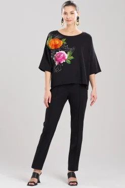 Natori Tops, Shirts & Tunics-Light Weight Ponte Embroidered Boat Neck Top