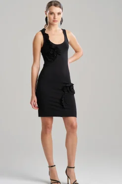 Natori Dresses-Light Weight Ponte Embroidered Tank Dress