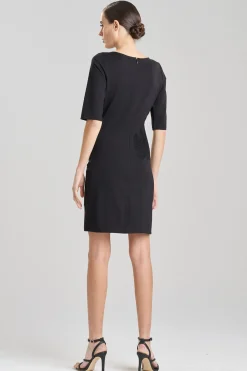 Natori Dresses|Plus Sizes-Light Weight Ponte Embroidered Sheath Dress