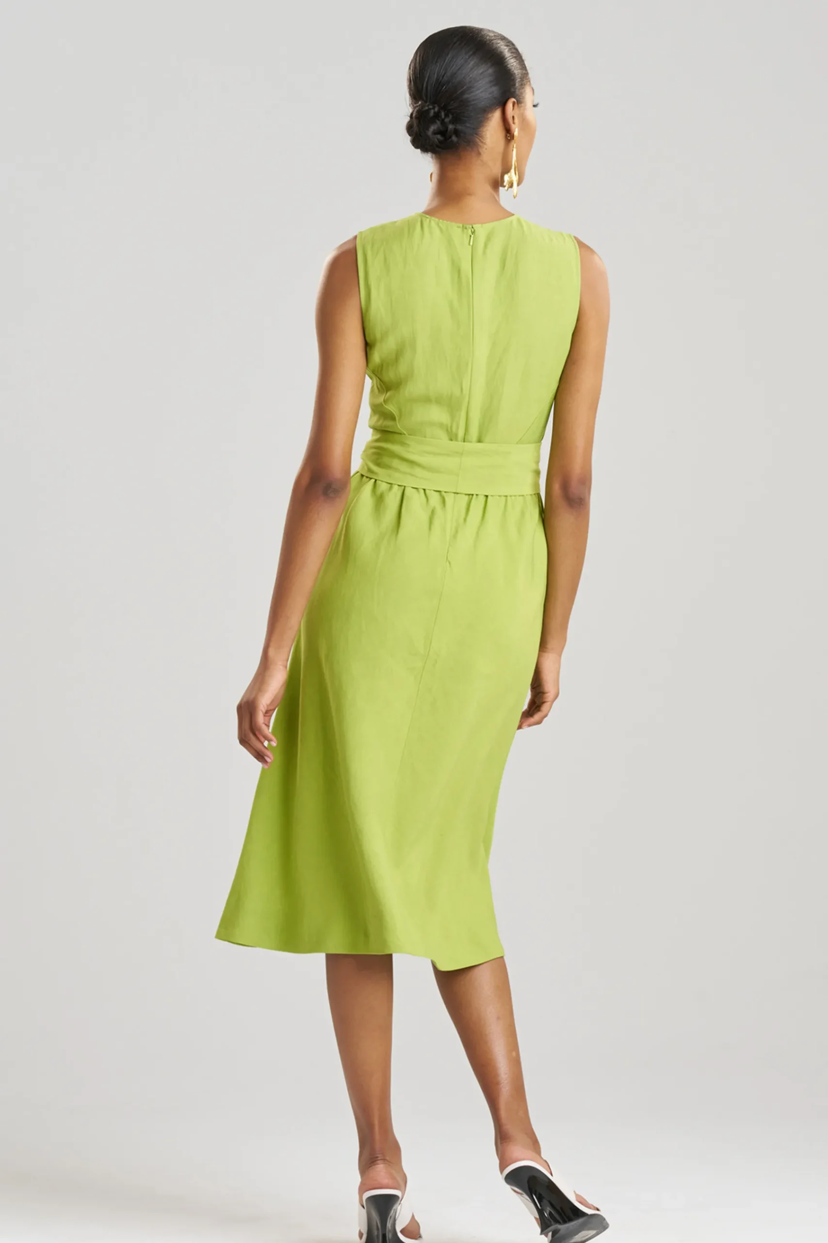 Natori Dresses-Linen Embroidered Fit & Flare Dress