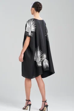 Natori Caftan Dresses-Linen Embroidered Short Caftan