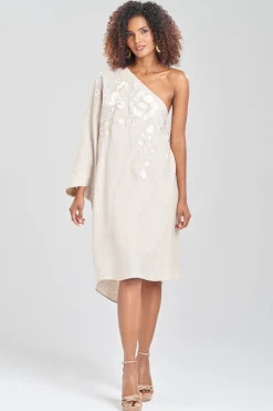 Natori Tops, Shirts & Tunics-Linen One Shoulder Embroidered Tunic