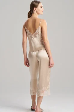 Natori Pajama Sets-Lolita Lace Trim Silk Cami PJ