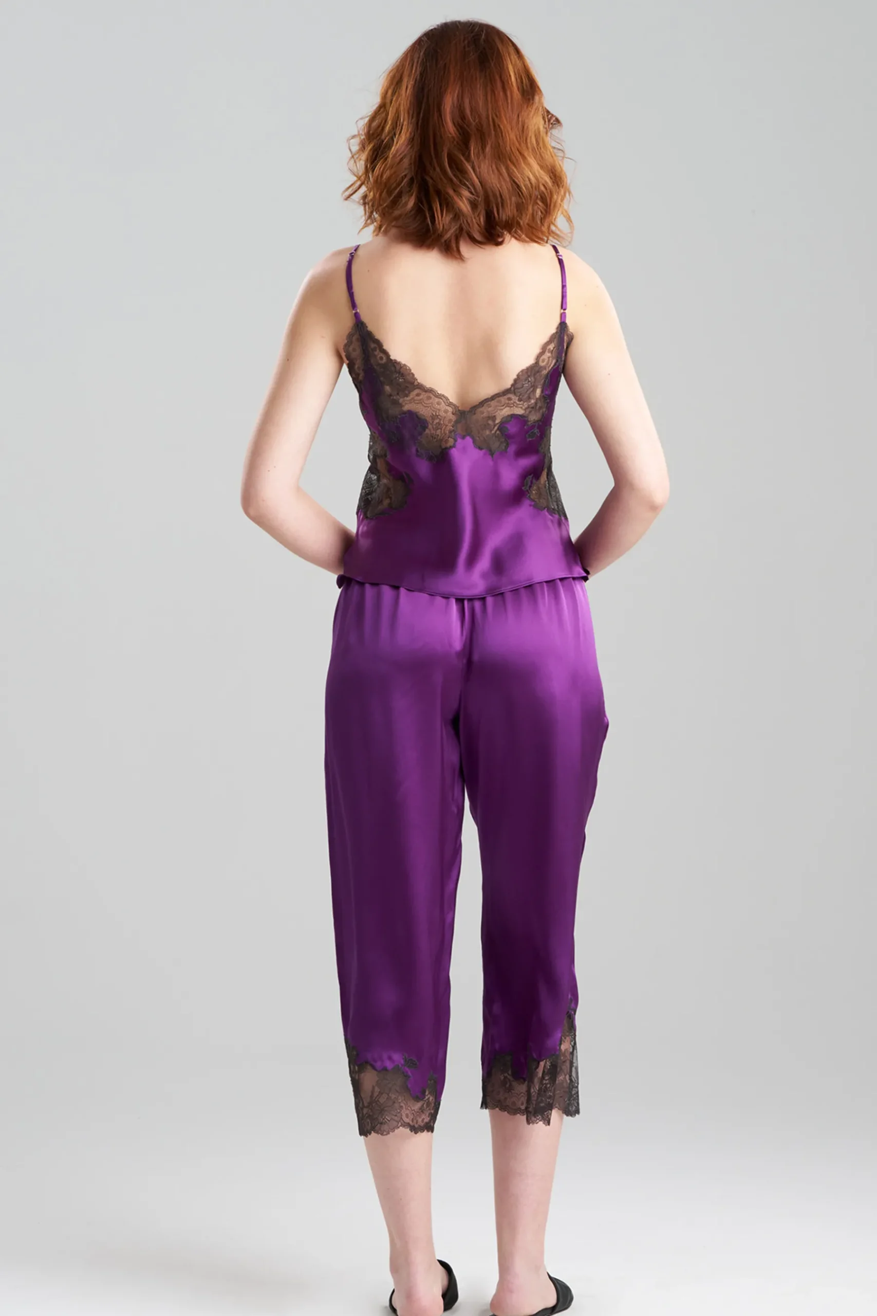 Natori Pajama Sets-Lolita Lace Trim Silk Cami PJ