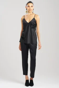 Natori Bustiers & Camis-Luxe Charmeuse Embroidered V-Neck Cami