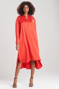 Natori Dresses|Essentials-Luxe Charmeuse Oversized Shirtdress