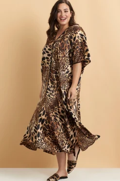 Natori Caftans|Plus Sizes-Luxe Leopard Caftan