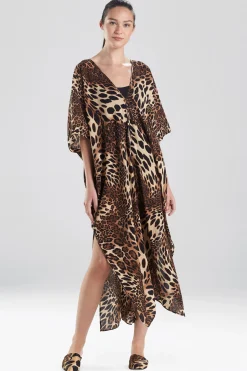 Natori Caftans|Honeymoon-Luxe Leopard Cotton Gauze Caftan Cover-Up