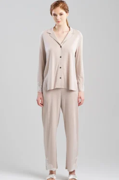 Natori Pajama Sets-Luxe Shangri-La TENCEL™ Long Sleeve Notch PJ