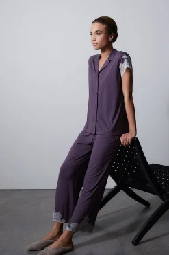 Natori Plus Sizes|Pajama Sets-Luxe Shangri-La TENCEL™ Notch PJ