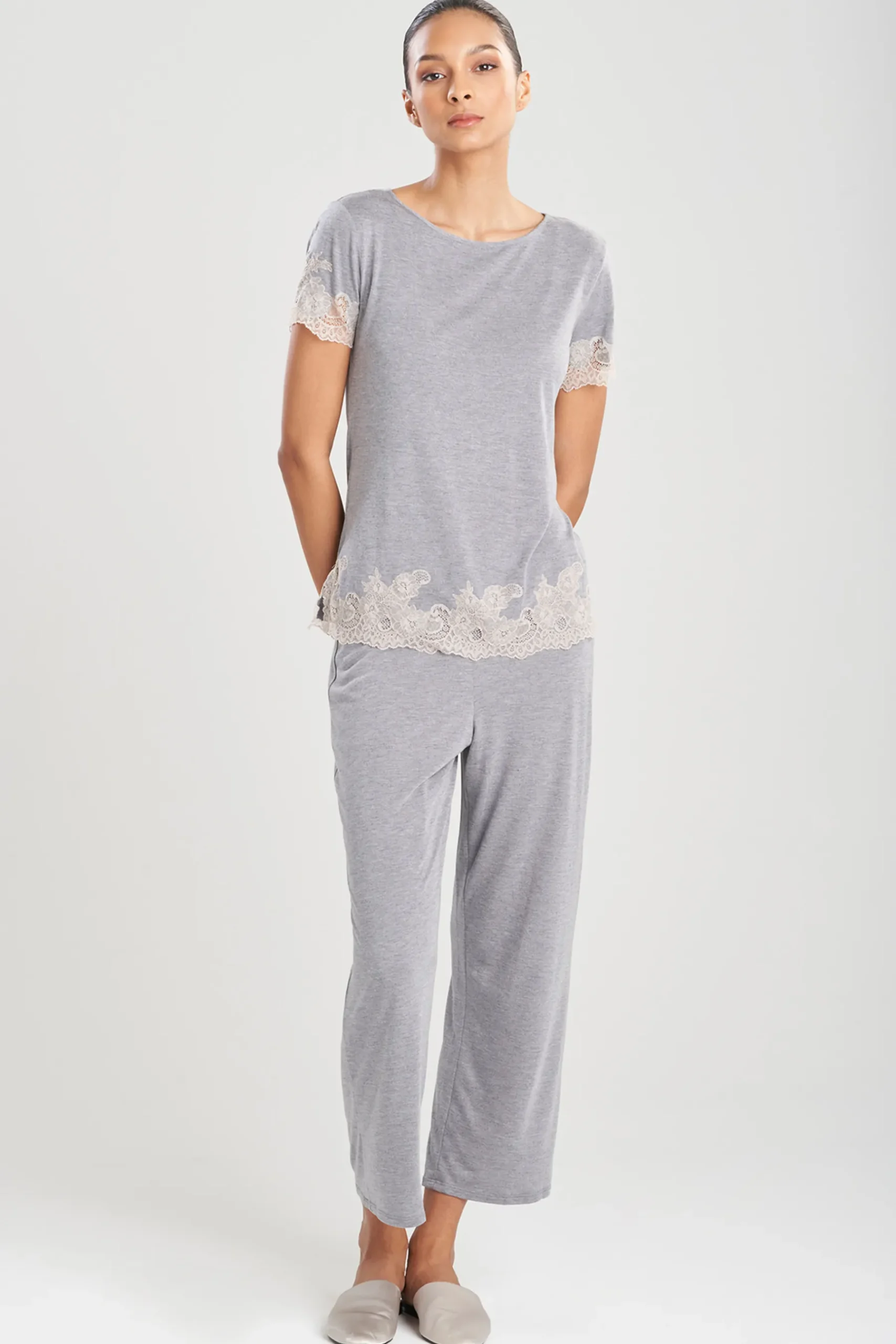 Natori Pajama Sets-Luxe Shangri-La TENCEL™ Short Sleeve PJ Basics