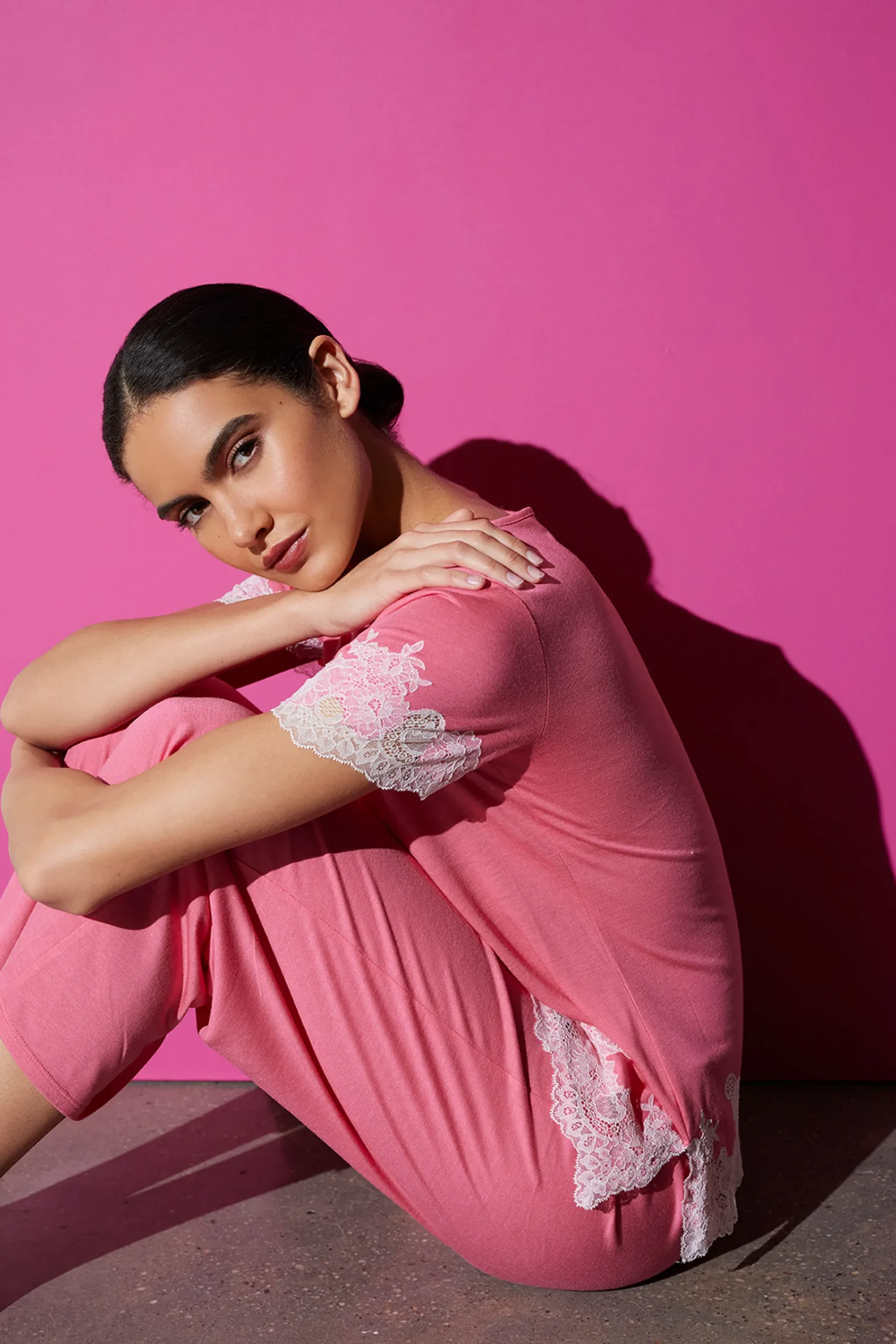 Natori Pajama Sets-Luxe Shangri-La TENCEL™ Short Sleeve PJ Basics