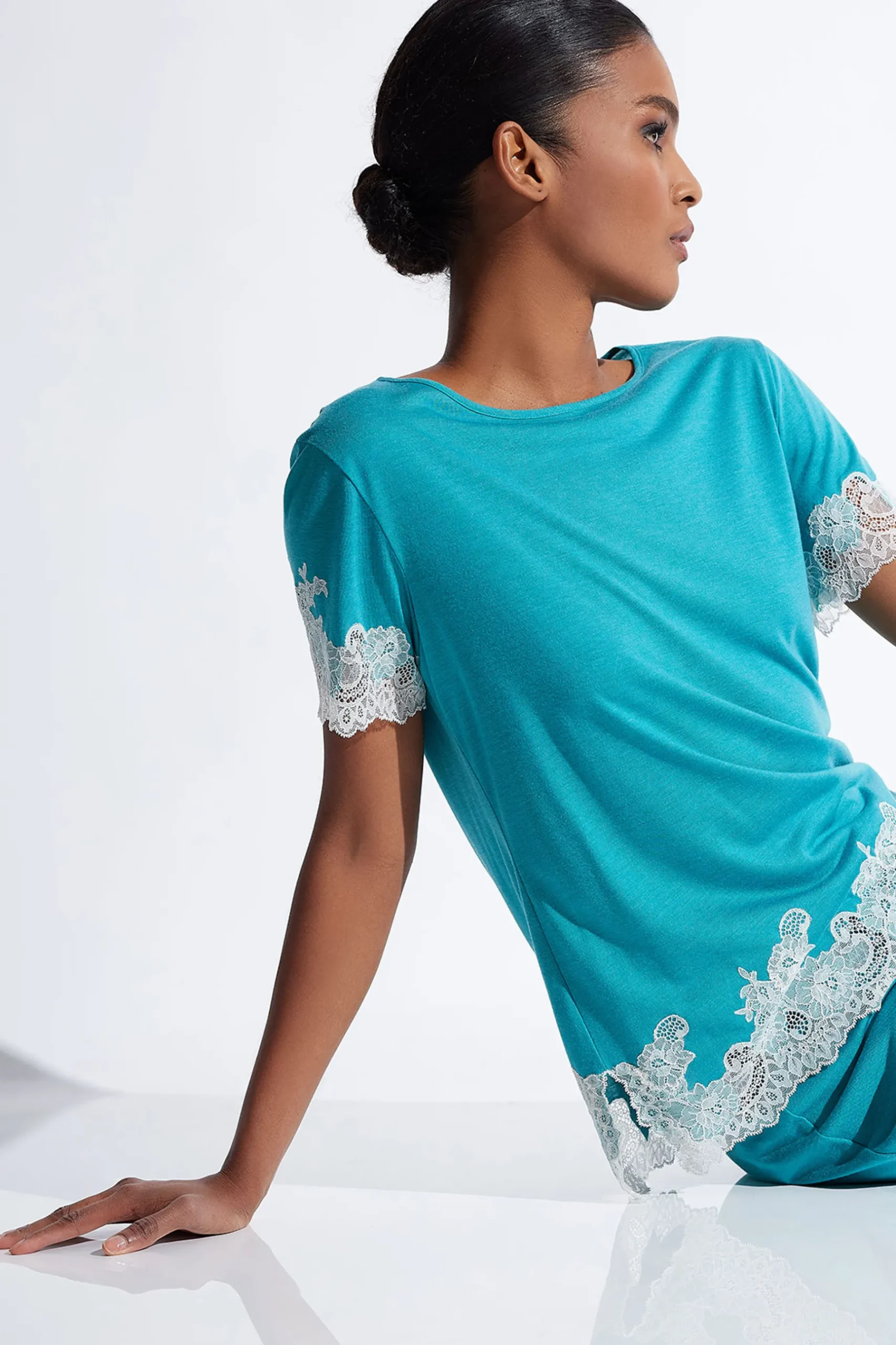 Natori Pajama Sets-Luxe Shangri-La TENCEL™ Short Sleeve PJ Basics