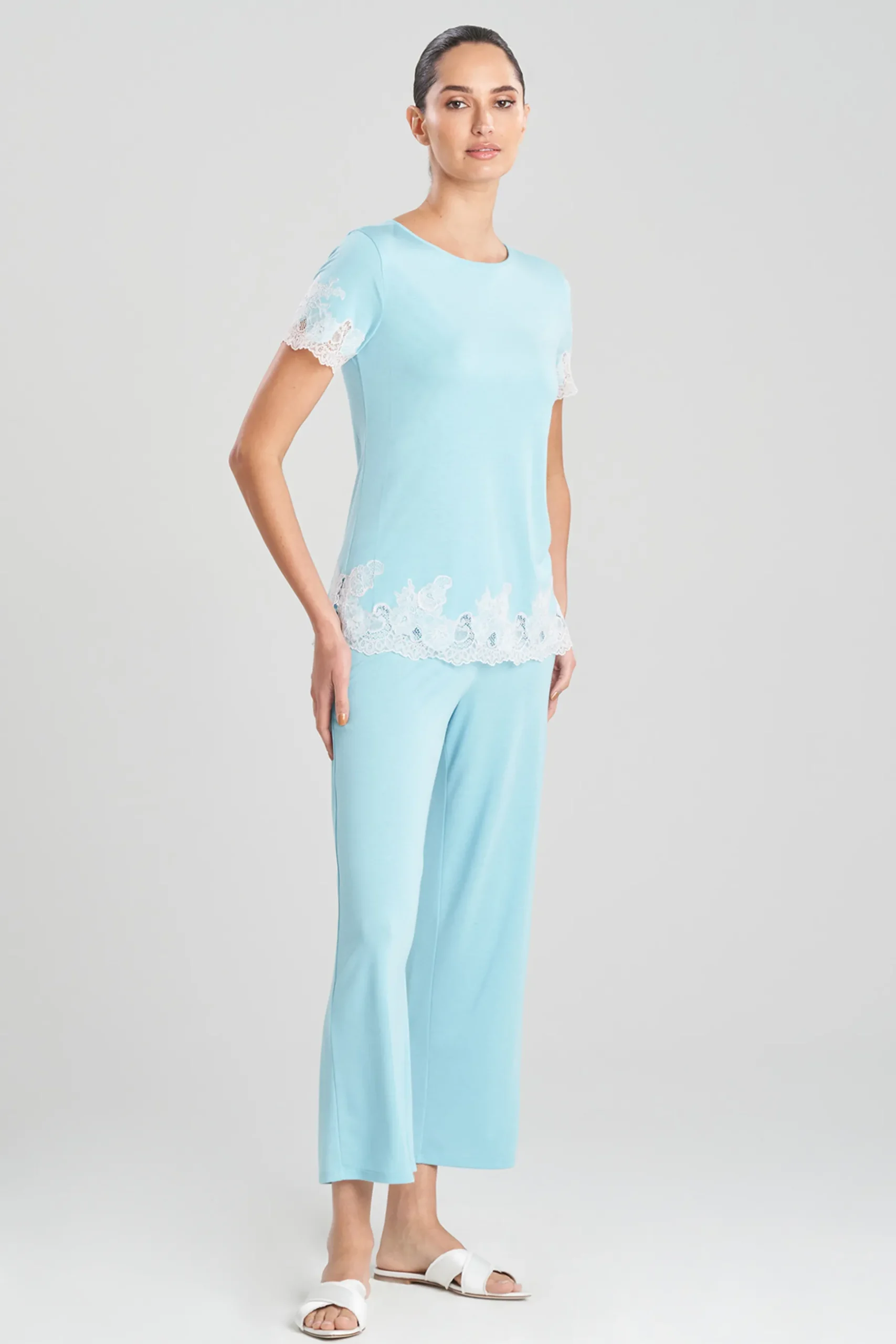 Natori Pajama Sets-Luxe Shangri-La TENCEL™ Short Sleeve PJ Basics