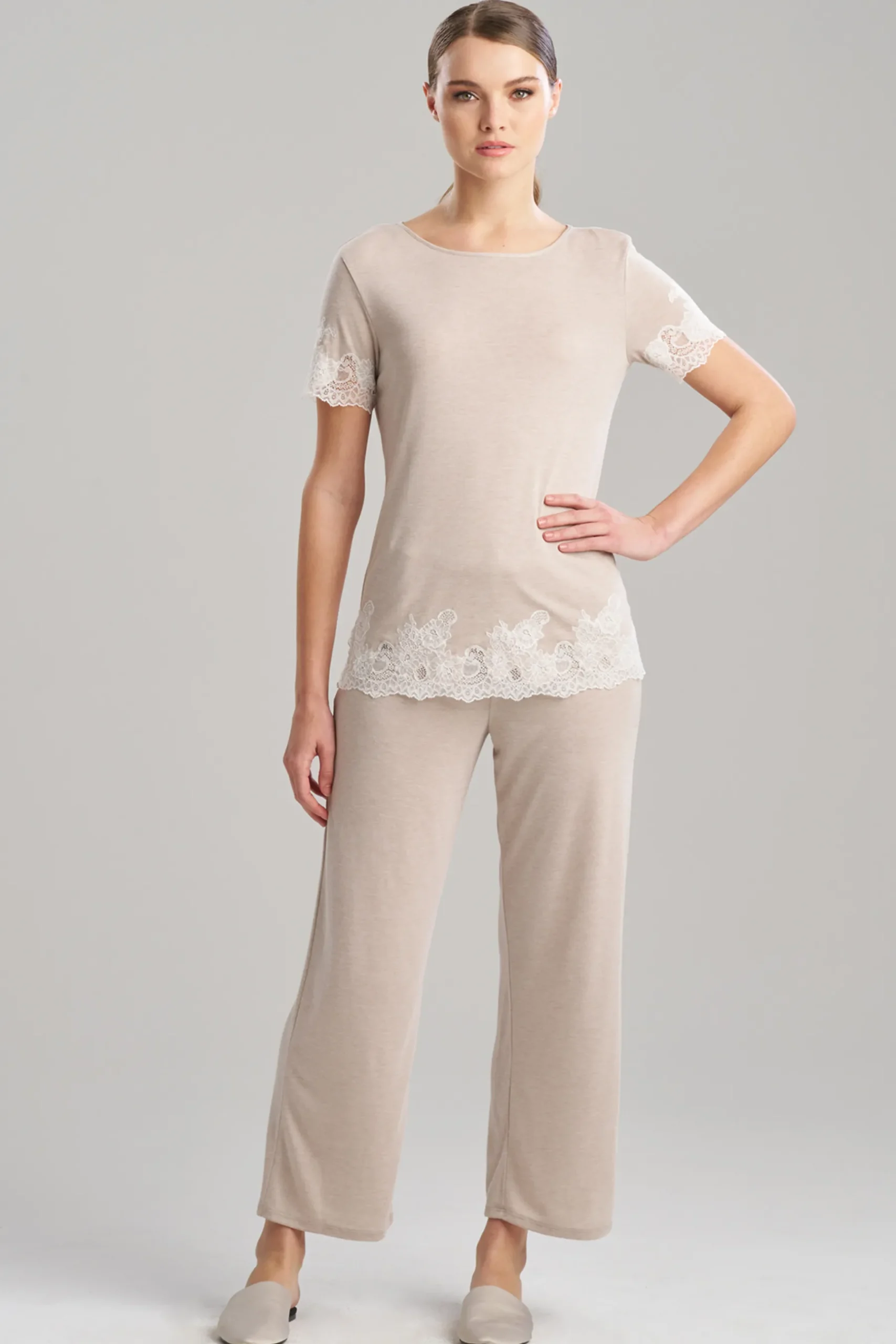 Natori Pajama Sets-Luxe Shangri-La TENCEL™ Short Sleeve PJ Basics