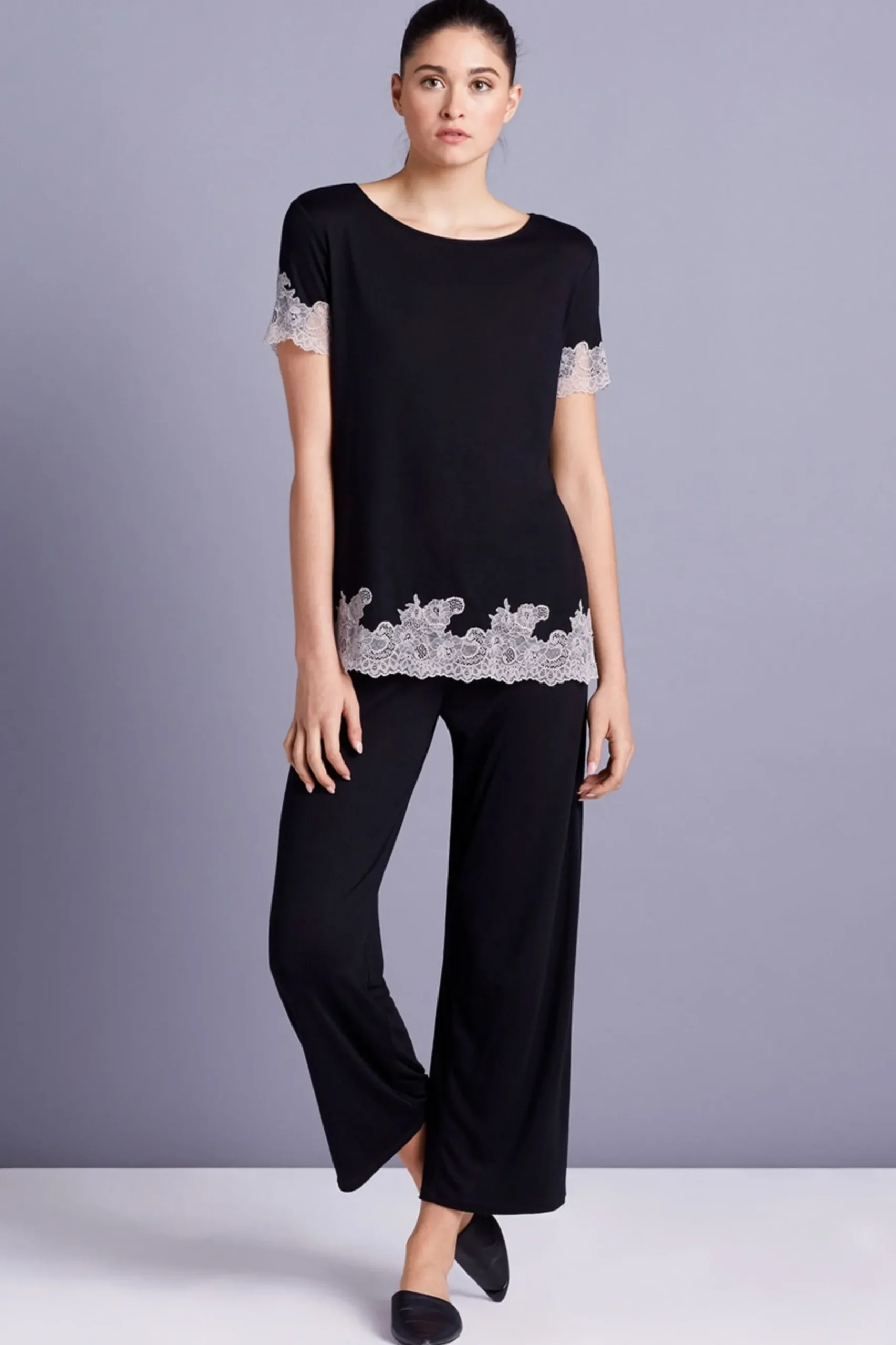 Natori Pajama Sets-Luxe Shangri-La TENCEL™ Short Sleeve PJ Basics