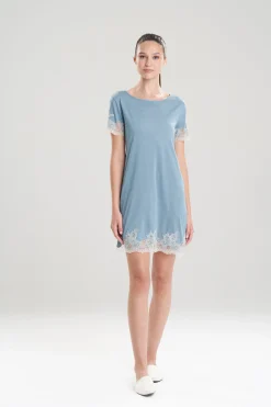 Natori Sleepshirts-Luxe Shangri-La TENCEL™ Short Sleeve Sleepshirt