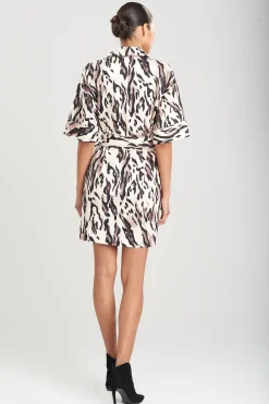 Natori Dresses-Lynx Cotton Sateen Belted Shirtdress
