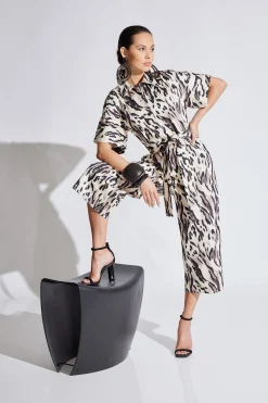Natori Jumpsuits-Lynx Cotton Sateen Tapered Jumpsuit