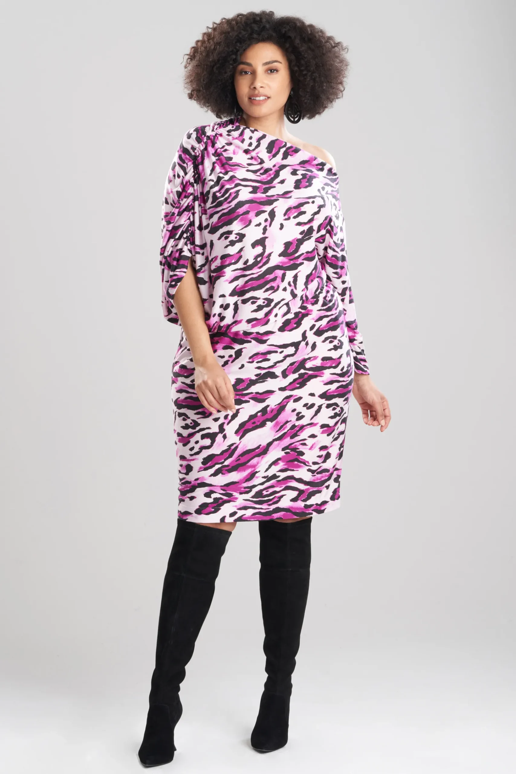 Natori Dresses-Lynx TENCEL™ Jersey Asymmetrical Drape Dress