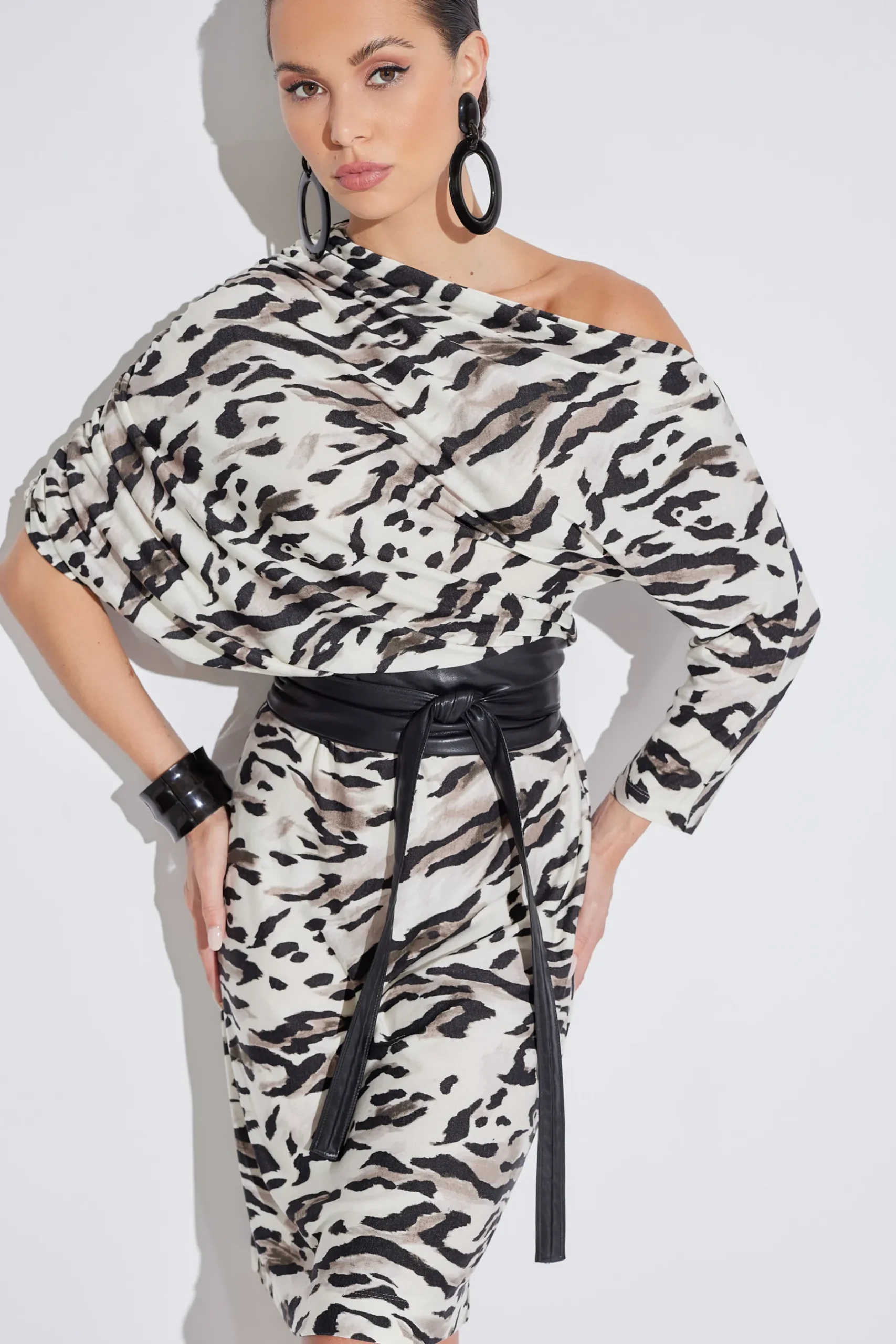 Natori Dresses-Lynx TENCEL™ Jersey Asymmetrical Drape Dress