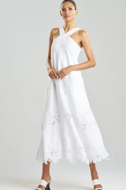 Natori Dresses|Plus Sizes-Madeira Cutwork Embroidered Halter Dress