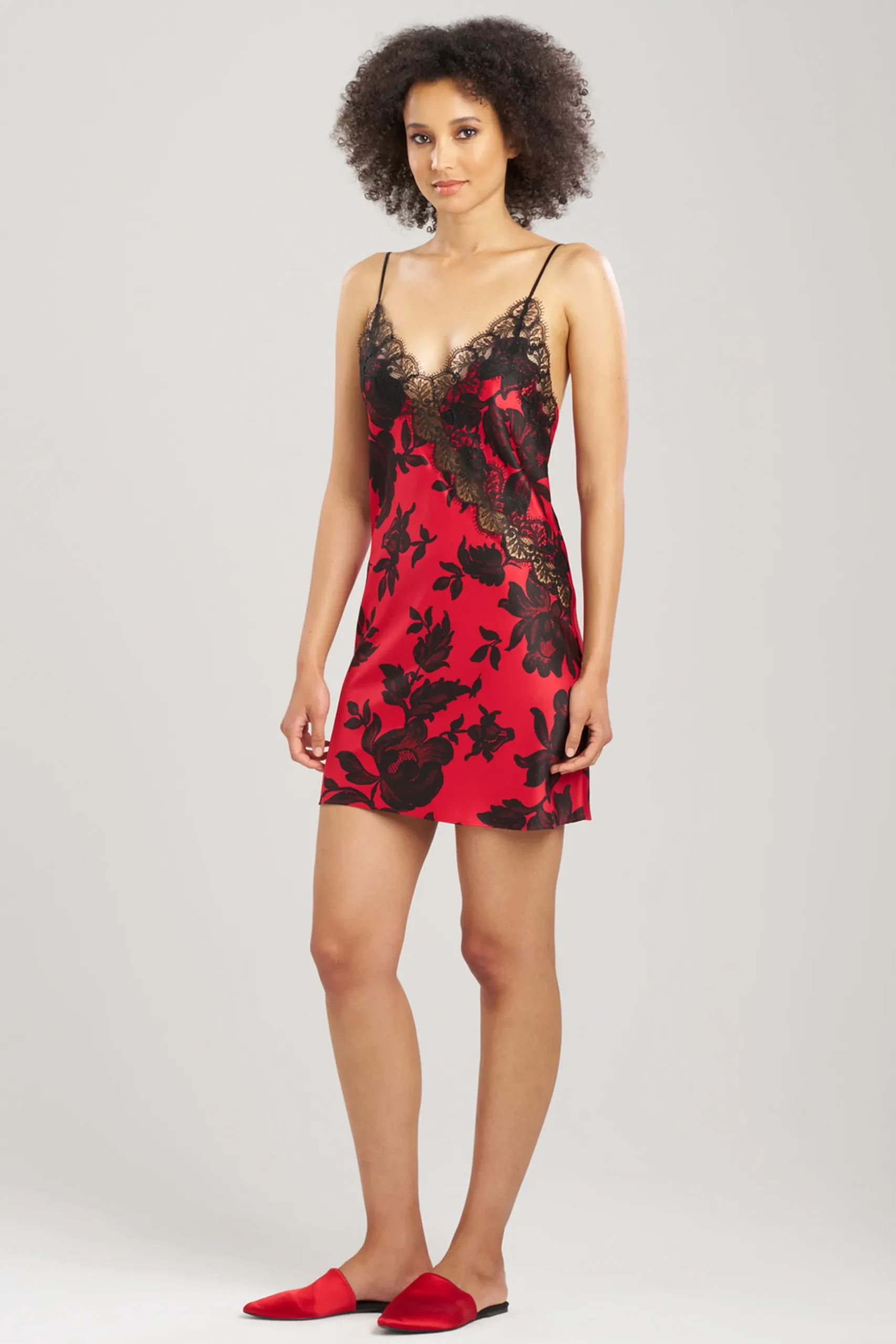 Natori Chemises-Mantilla V-Neck Lace Applique Chemise