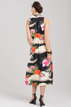 Natori Dresses-Mayumi Cotton Silk Belted Halter Shirtdress