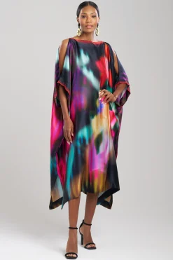 Natori Caftan Dresses-Melisande Beaded Cocoon Silk Caftan